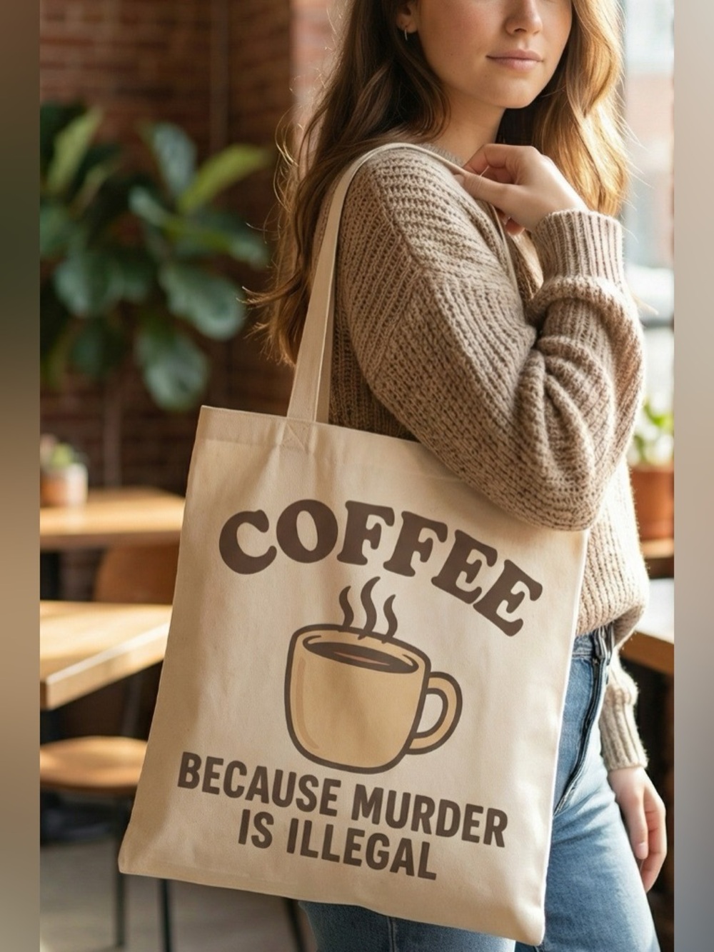 Fame Coffee Because Murder Is Illegal Tote Bag🆕